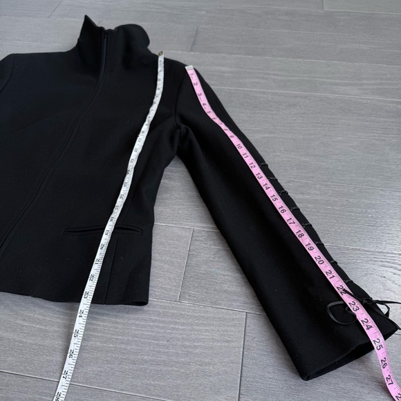 TOMASO Stefanelli Black Wool Cashmere Peacoat Lace-Up Sleeve Designer Jacket M - Picture 16 of 16